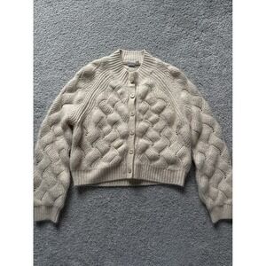 Gap Kids Girls XL 12 Cream Bubble Knit Button Front Cardigan Sweater Ivory Soft